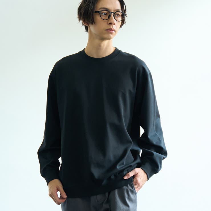 BLACK | クリーンプラスリブロングスリーブTシャツ【抗菌防臭、防汚（食品汚れ）、UVカット… | coen【men】