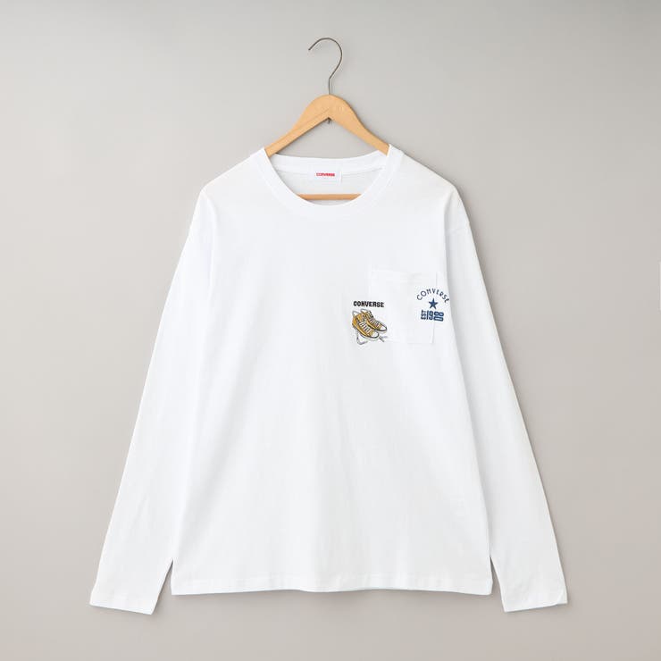 WHITE | 【WEB限定】CONVERSE （コンバース）天竺ポケットロングスリーブTシャツ | coen【men】
