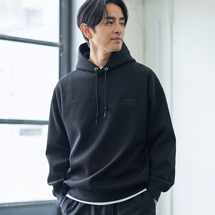 BLACK | SOLOTEX(R)ヘビーワッフルパーカー | coen【men】