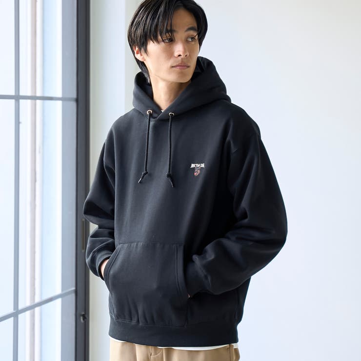 BLACK | ドッグシシュウスウェットパーカー【保温性】 | coen【men】