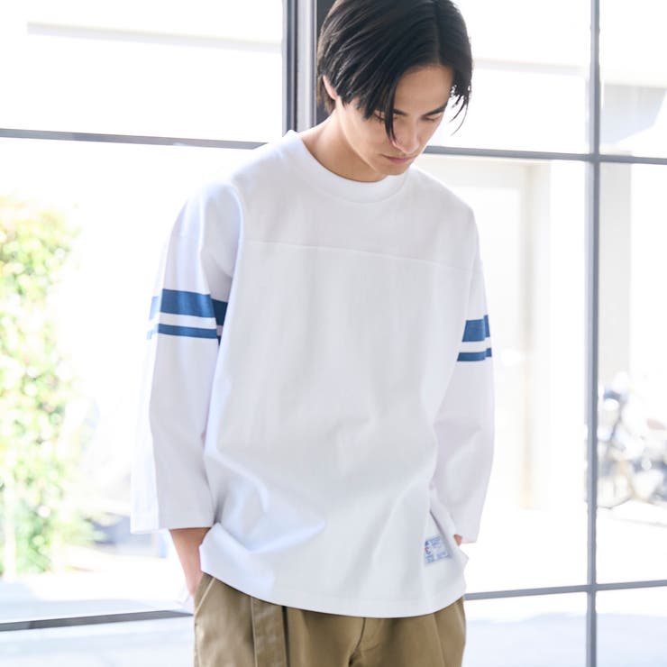 Repurヘビーコットン七分袖フットボールTシャツ【抗菌性、消臭性】 | coen【men】 | 詳細画像1 