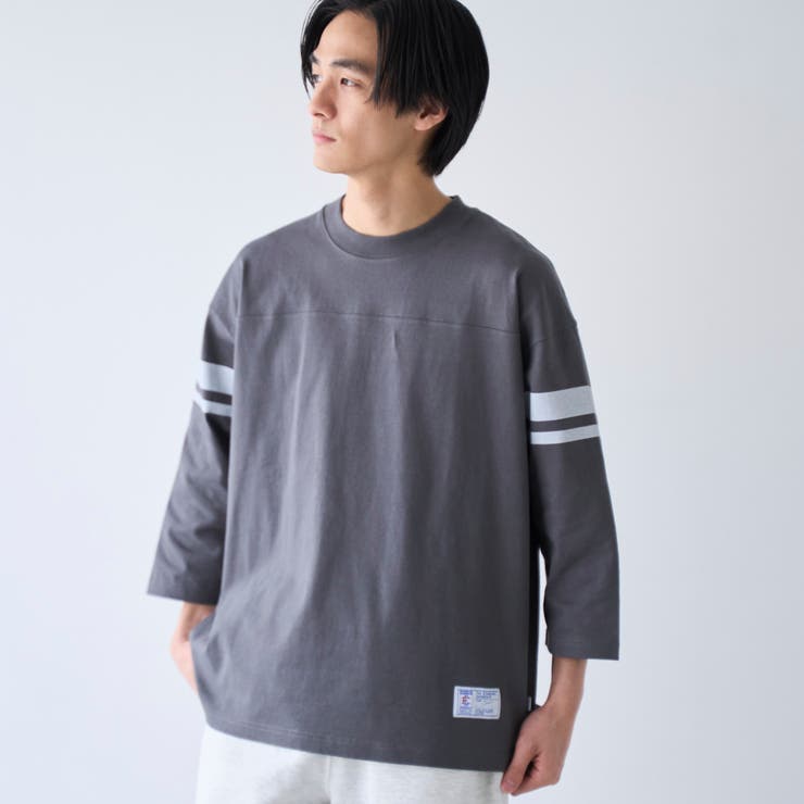 DK.GRAY | Repurヘビーコットン七分袖フットボールTシャツ【抗菌性、消臭性】 | coen【men】
