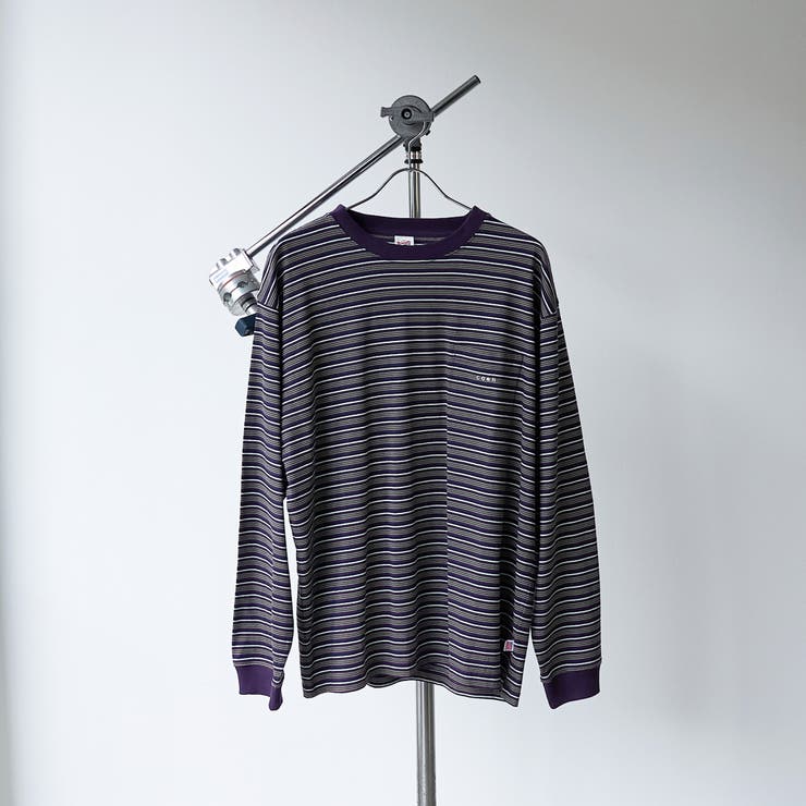 PURPLE | 【Tough&Soft】天竺マルチボーダーロングスリーブTシャツ | coen【men】