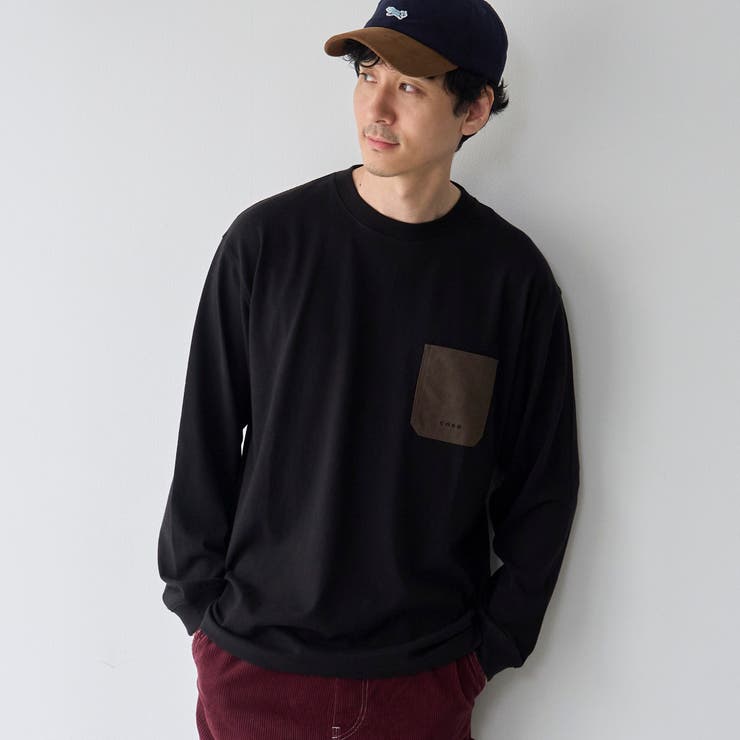 BLACK | 【Tough&Soft】布帛ポケット付き長袖Tシャツ | coen【men】