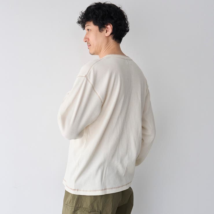 ワッフルヘンリーネック ロングスリーブ Tシャツ | coen【men】 | 詳細画像9 