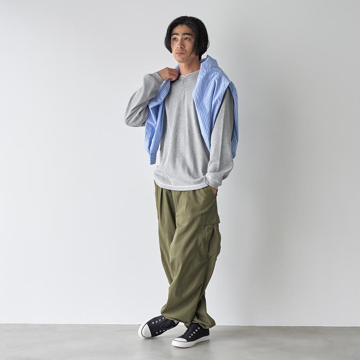 ワッフルヘンリーネック ロングスリーブ Tシャツ | coen【men】 | 詳細画像11 