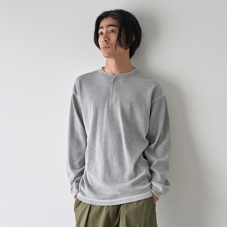 ワッフルヘンリーネック ロングスリーブ Tシャツ | coen【men】 | 詳細画像14 