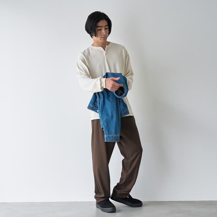 ワッフルヘンリーネック ロングスリーブ Tシャツ | coen【men】 | 詳細画像2 