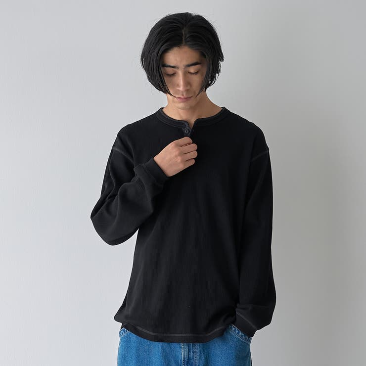 ワッフルヘンリーネック ロングスリーブ Tシャツ | coen【men】 | 詳細画像19 