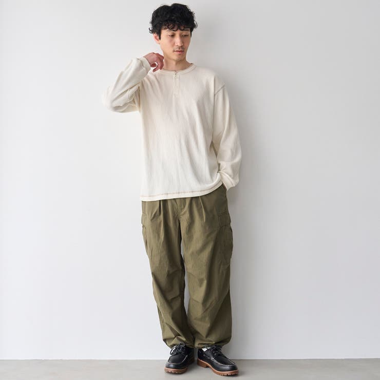 ワッフルヘンリーネック ロングスリーブ Tシャツ | coen【men】 | 詳細画像4 