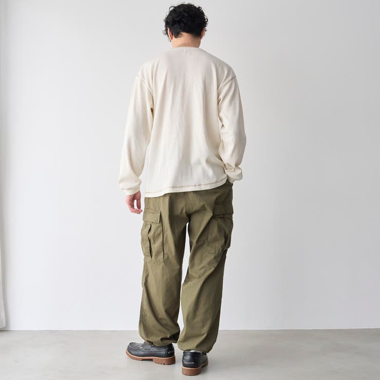 ワッフルヘンリーネック ロングスリーブ Tシャツ | coen【men】 | 詳細画像6 