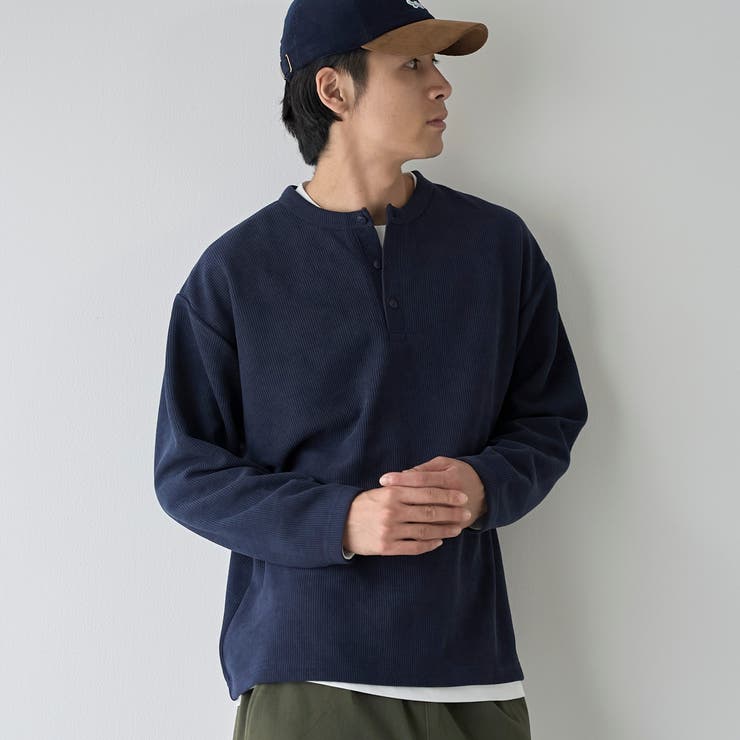 NAVY | ダブルフェイスレイヤードロングスリーブTシャツ | coen【men】
