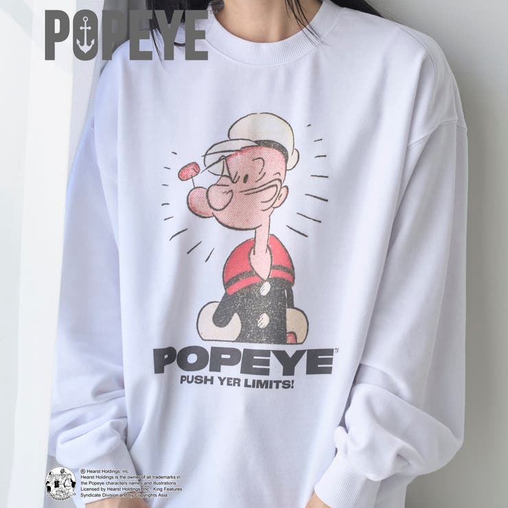 WHITE | POPEYE（TM）（ポパイ）グラフィックプルオーバースウェット | coen【men】