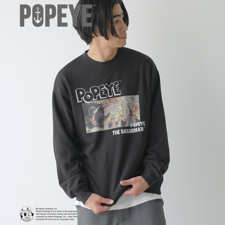 BLACK | POPEYE（TM）（ポパイ）グラフィックプルオーバースウェット | coen【men】