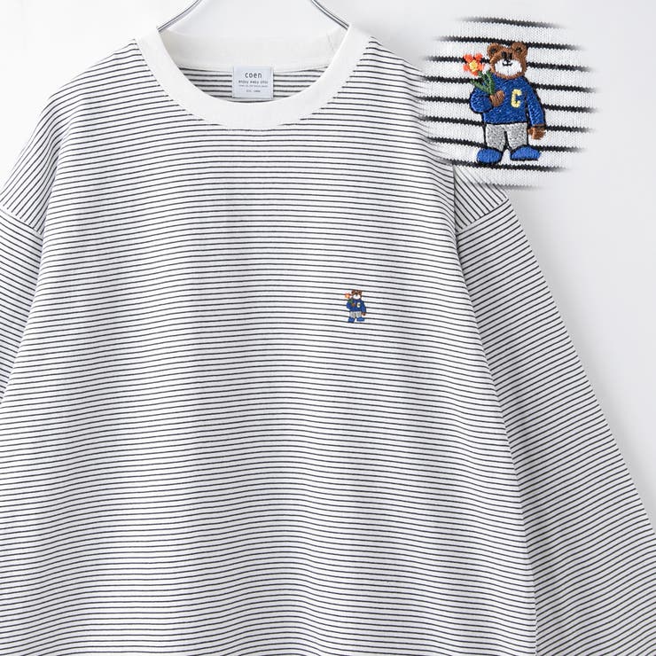 ワンポイントベア刺繍USAコットンロングスリーブＴ | coen【men】 | 詳細画像1 
