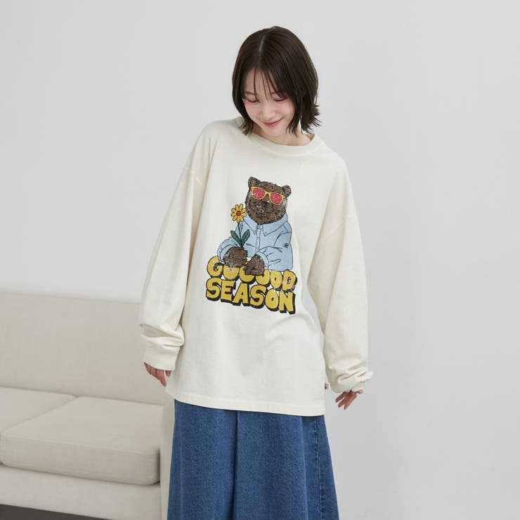 ベアピグメントプリントロングスリーブＴシャツ | coen【men】 | 詳細画像10 