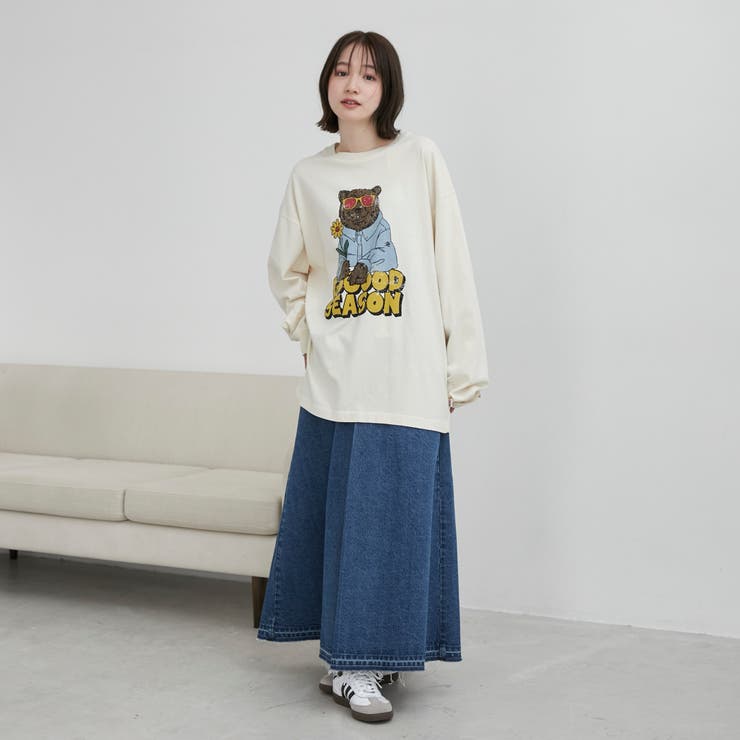 ベアピグメントプリントロングスリーブＴシャツ | coen【men】 | 詳細画像11 