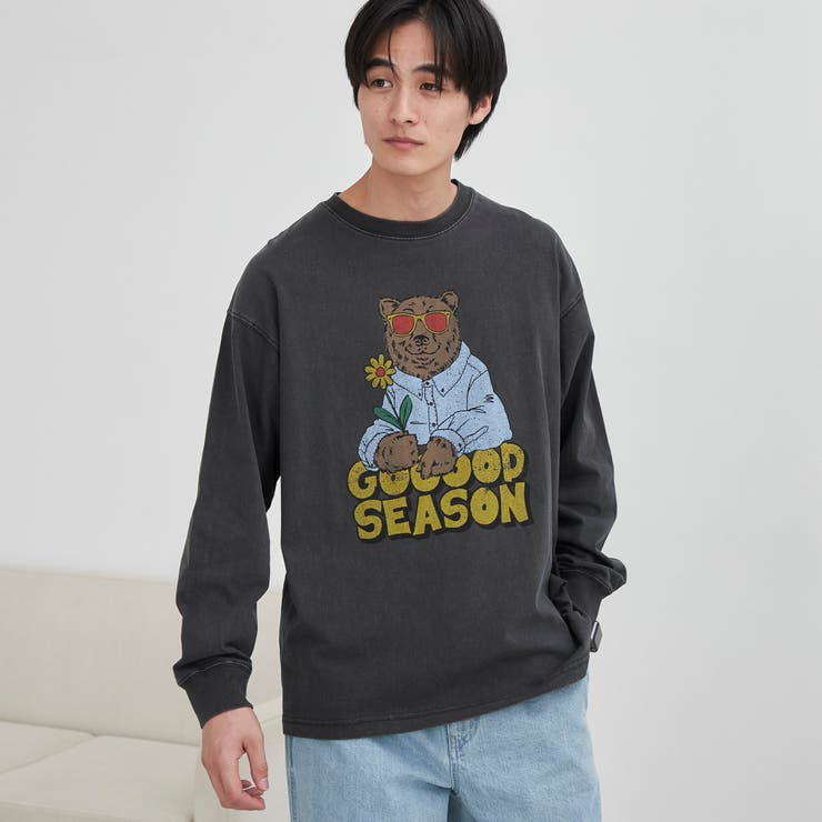 ベアピグメントプリントロングスリーブＴシャツ | coen【men】 | 詳細画像12 