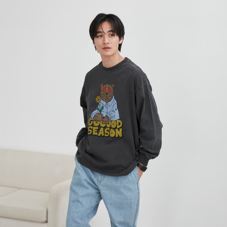 ベアピグメントプリントロングスリーブＴシャツ | coen【men】 | 詳細画像16 