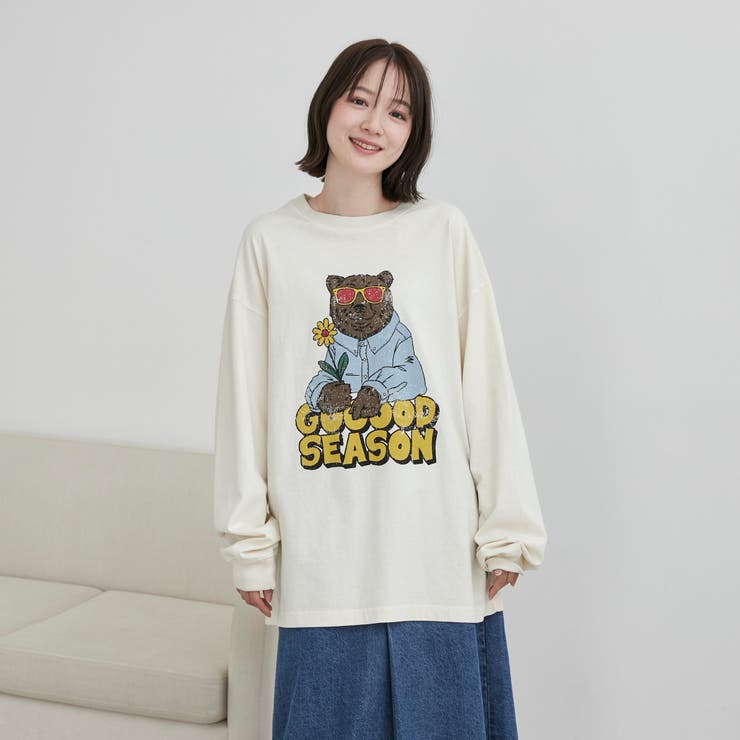 ベアピグメントプリントロングスリーブＴシャツ | coen【men】 | 詳細画像8 