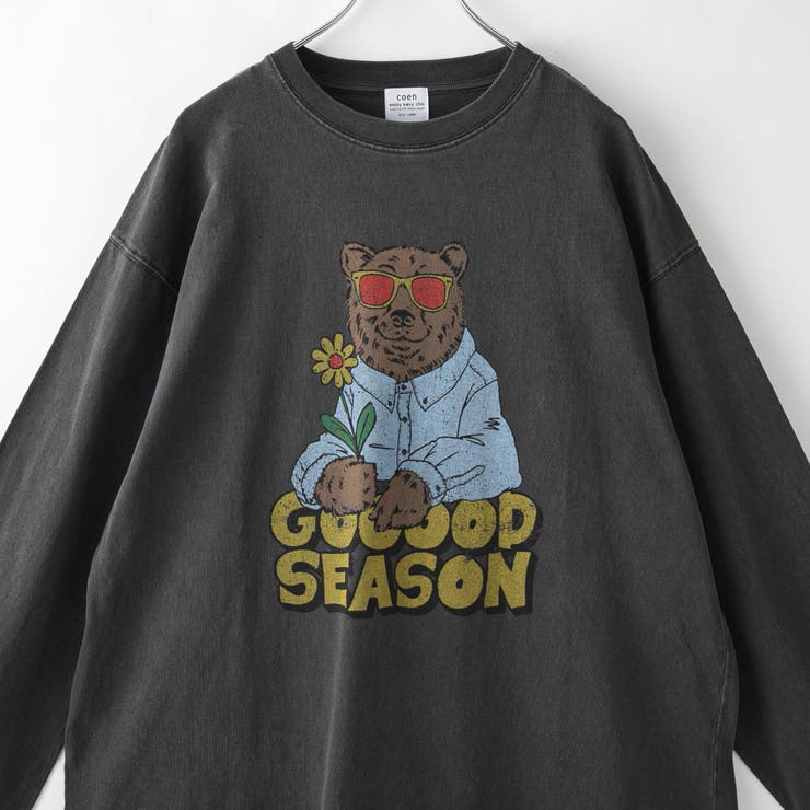 DK.GRAY | ベアピグメントプリントロングスリーブＴシャツ | coen【men】