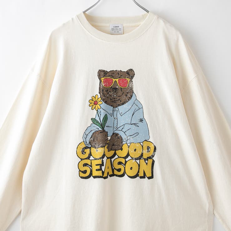 NATURAL | ベアピグメントプリントロングスリーブＴシャツ | coen【men】