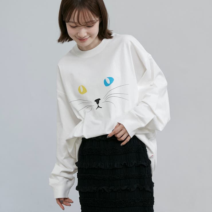 WHITE | 【CAT TEE/アニマルプリント】ロングスリーブTシャツ | coen【men】