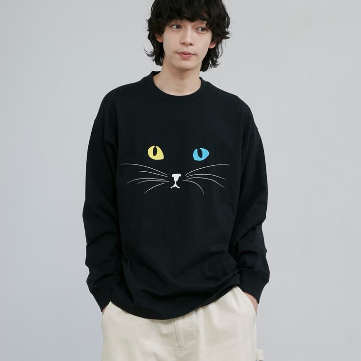 BLACK | 【CAT TEE/アニマルプリント】ロングスリーブTシャツ | coen【men】