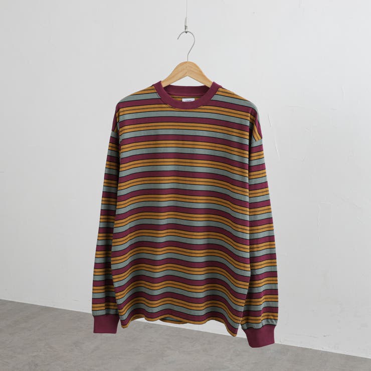 ビッグシルエットマルチボーダーロングスリーブTシャツ[品番 