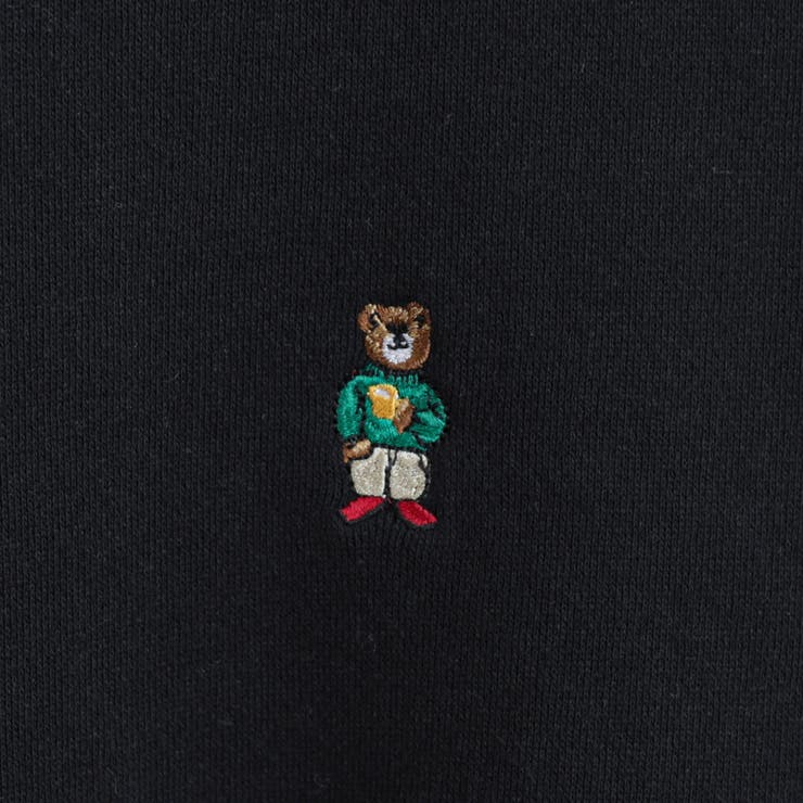 ワンポイントベア刺繍裏起毛クルーネックスウェット[品番 ワンポイントベア刺繍裏起毛クルーネックスウェット[品番