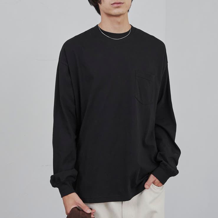 BLACK | プレーティング天竺ルーズロングスリーブTシャツ | coen【men】