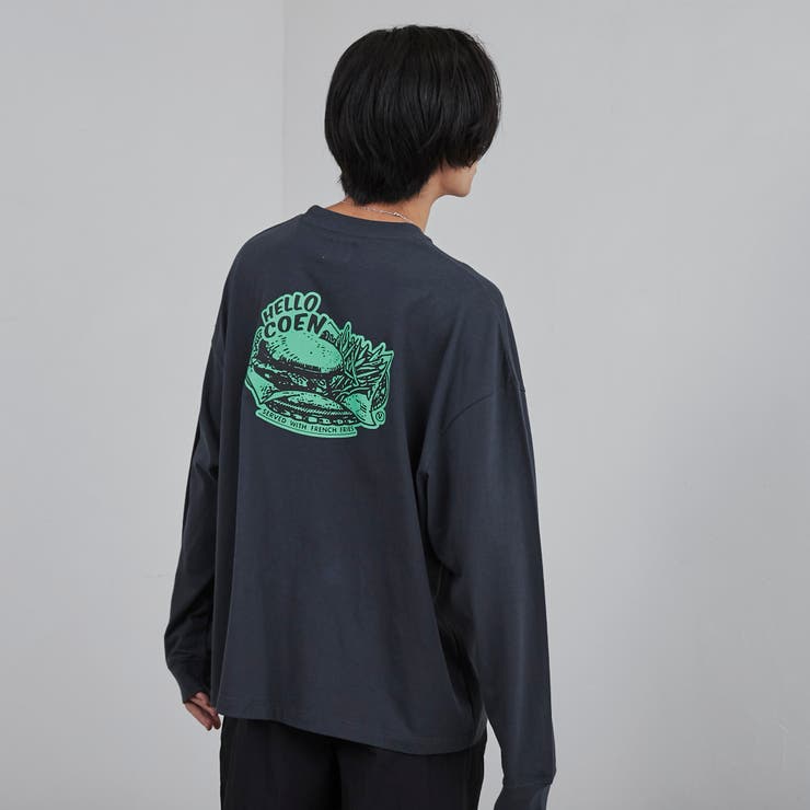 ビッグシルエットフードプリントロングスリーブTシャツ[品番