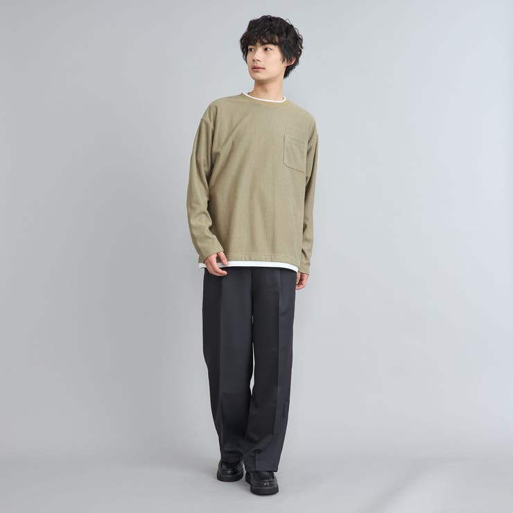 コットンタッチワッフルフェイクレイヤードロングスリーブTシャツ[品番：COEW0005341]｜coen【men】（コーエン）のメンズファッション通販｜SHOPLIST（ショップリスト）