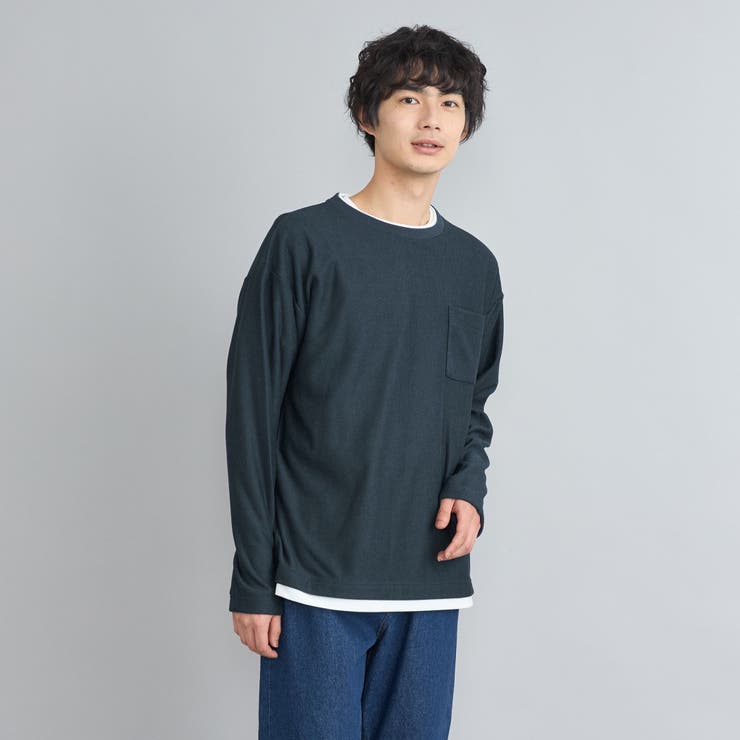 コットンタッチワッフルフェイクレイヤードロングスリーブTシャツ[品番：COEW0005341]｜coen【men】（コーエン）のメンズファッション通販｜SHOPLIST（ショップリスト）