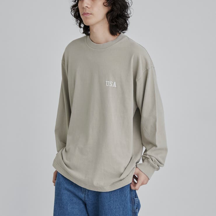 BEIGE | USAコットンピグメントワンポイント刺繍Tシャツ | coen【men】