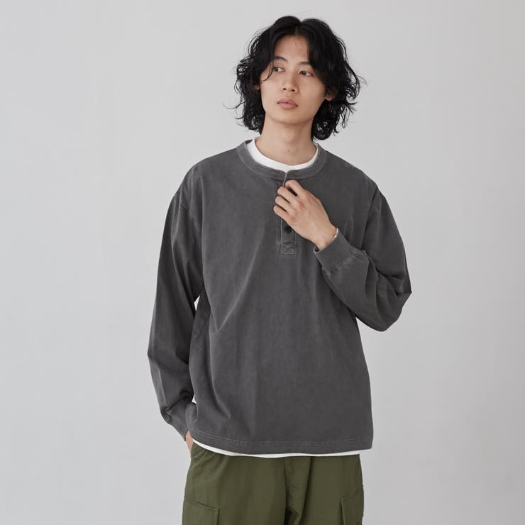 ヘンリーネックロングtシャツ 安い メンズ