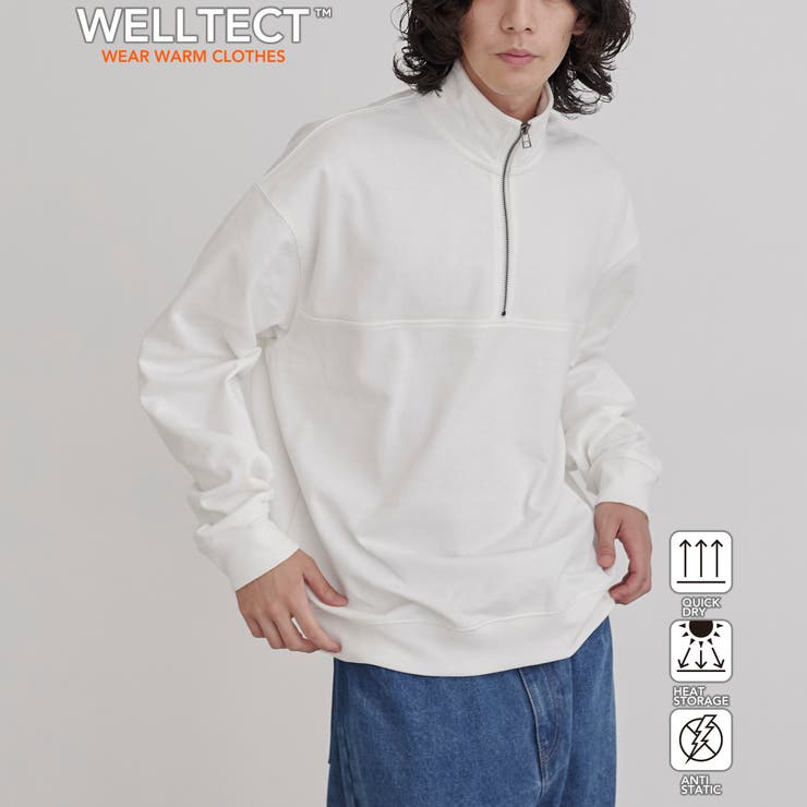WHITE | 【WELLTECT】ハーフジップスウェットプルオーバー | coen【men】
