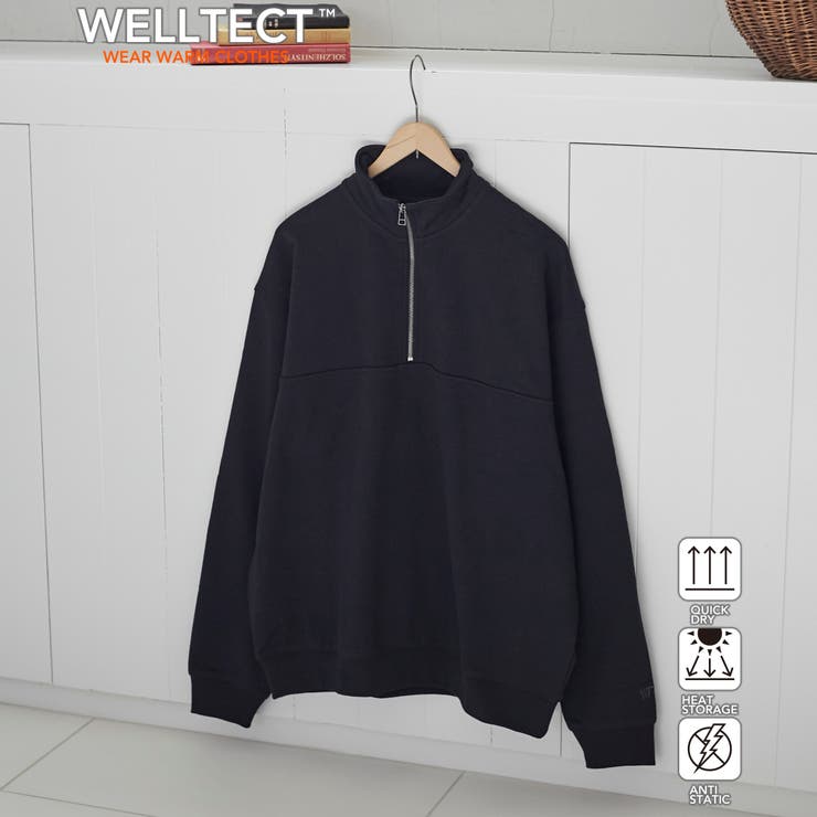 BLACK | 【WELLTECT】ハーフジップスウェットプルオーバー | coen【men】