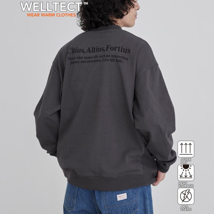 DK.GRAY | 【WELLTECT】 ロゴプリントクルーネックスウェット | coen【men】