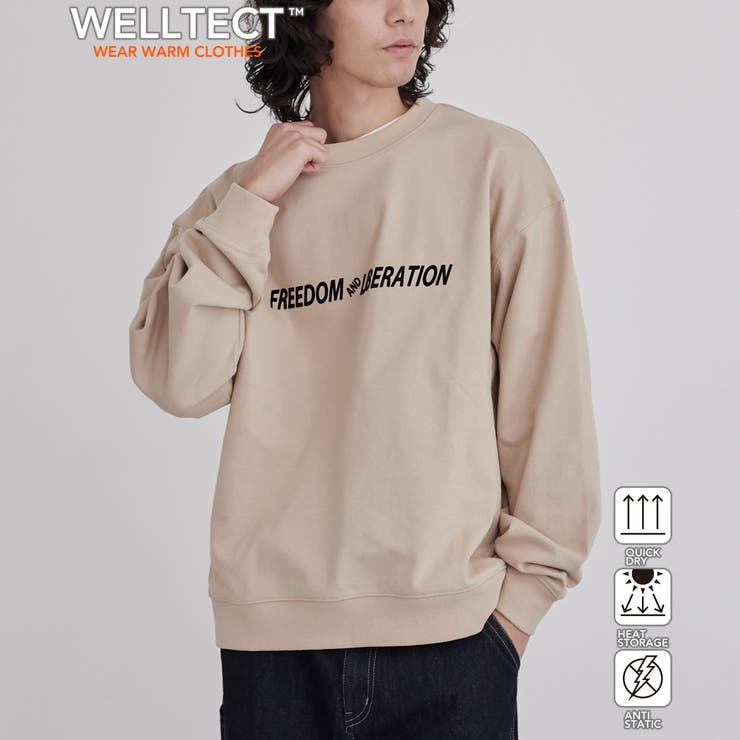 BEIGE | 【WELLTECT】 ロゴプリントクルーネックスウェット | coen【men】