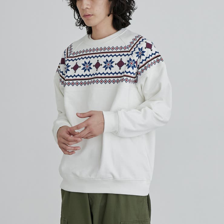 OFF WHITE | TOWNCRAFT（タウンクラフト）別注フェアアイル柄スウェット | coen【men】