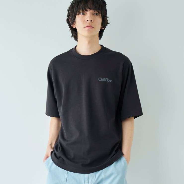BLACK | クリーンプラスロゴTシャツ ショートスリーブ【抗菌防臭、防汚（食品、衿部分の皮脂… | coen【men】