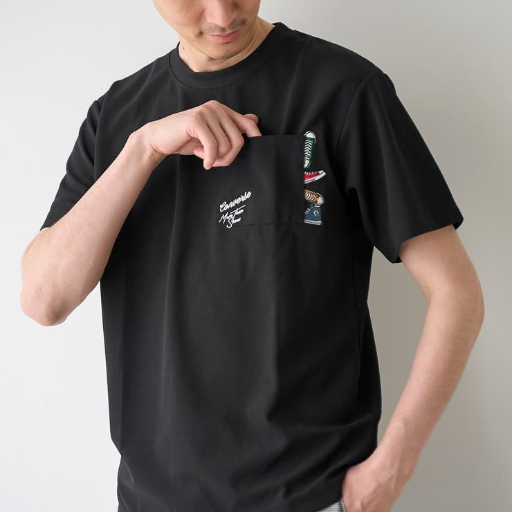 WEB限定】converse （コンバース）ポケット付刺繍Tシャツ[品番
