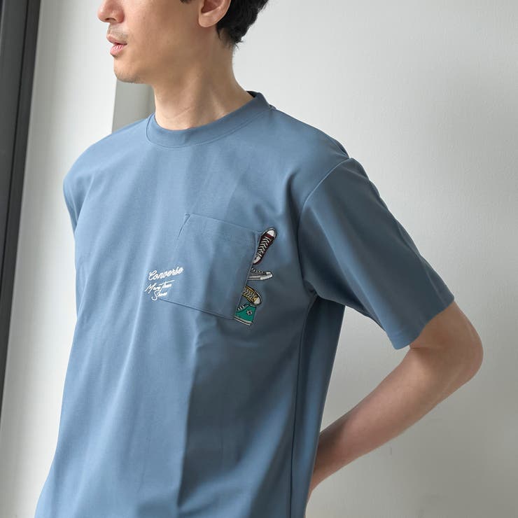 TURQUOISE | 【WEB限定】converse （コンバース）ポケット付刺繍Ｔシャツ | coen【men】