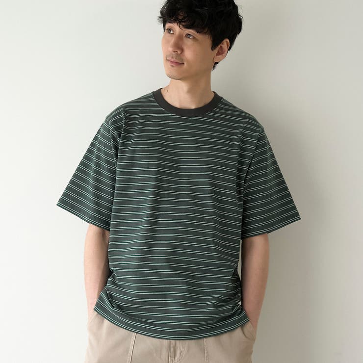 DK.GRAY | RepurヘビーコットンボーダーTシャツ【抗菌性、消臭性】 | coen【men】