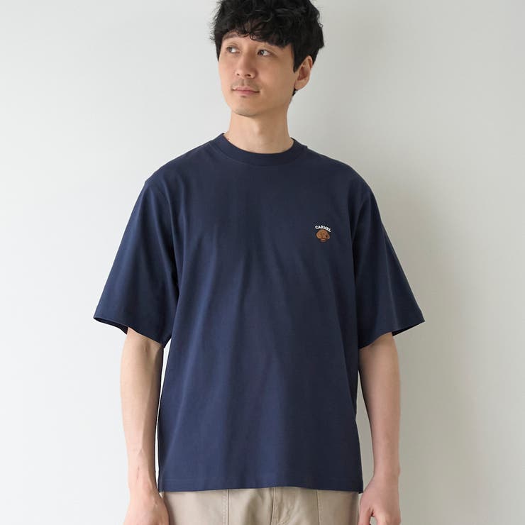 NAVY | USAコットンアニマル刺繍Ｔシャツ | coen【men】