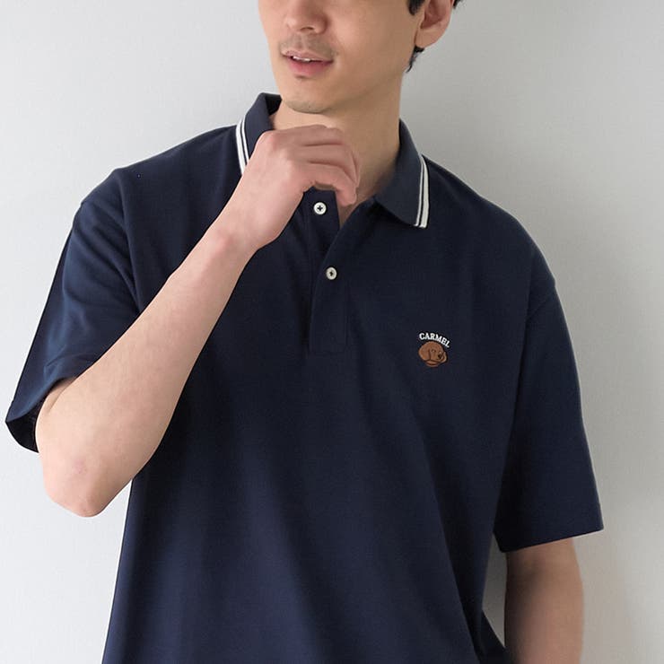 NAVY | 【接触冷感】カノコアニマル刺繍ポロシャツ | coen【men】