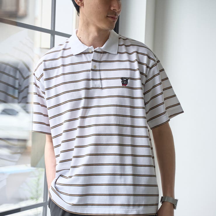 WHITE | 【接触冷感】カノコアニマルシシュウボーダーポロシャツ | coen【men】
