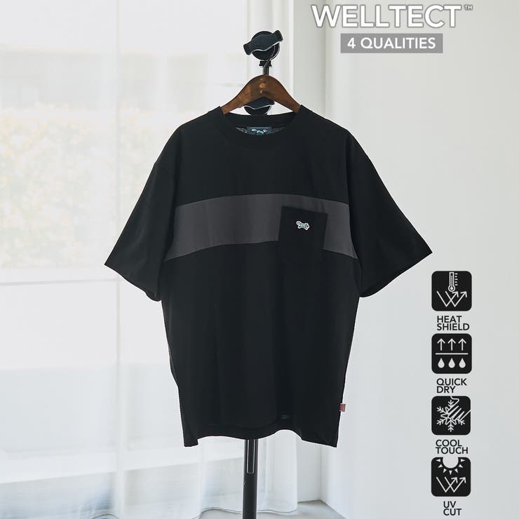 BLACK | Penneys×WELLTECT別注配色切り替えTシャツ【UVカット 接触冷感 … | coen【men】