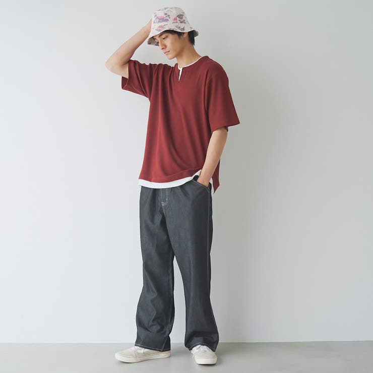 キーネックフェイクレイヤード半袖Tシャツ | coen【men】 | 詳細画像2 